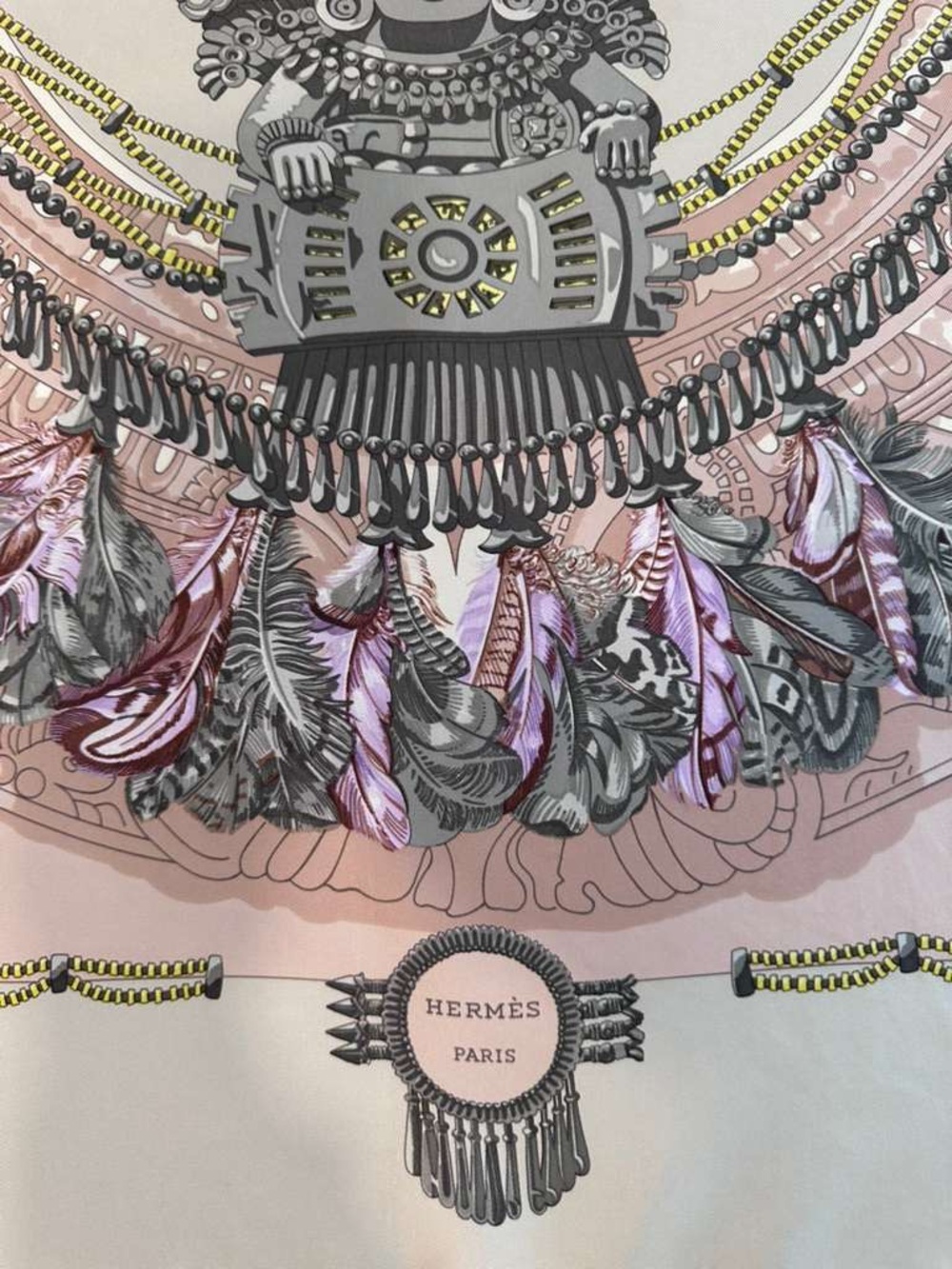 Hermes Silk Scarf Carré 90 Pink Grey Hand Rolled Made in France - Picture 7 of 9